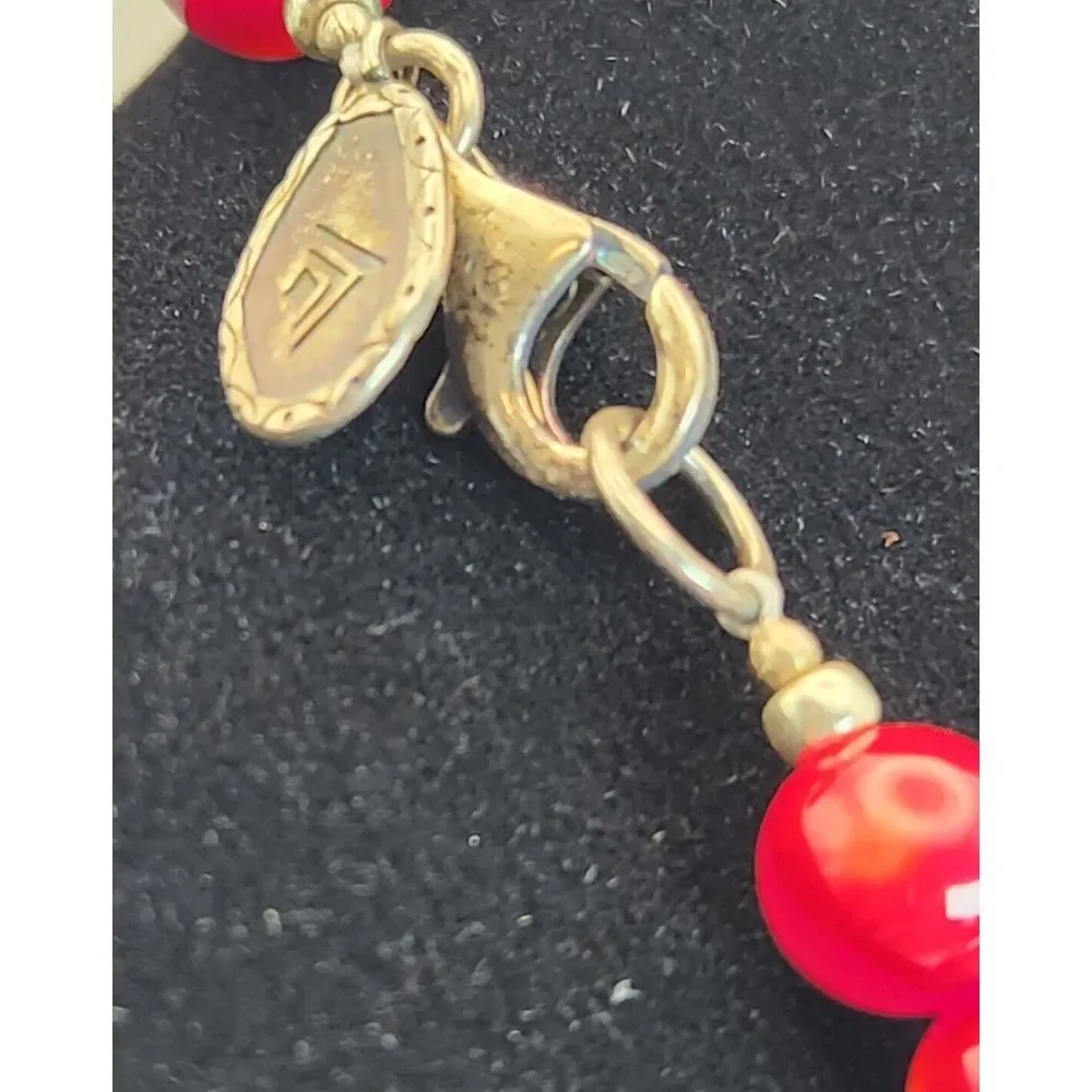 Silpada UNDER THE SUN Necklace Retired 925 Sterling Silver Brass Coral & Howlite